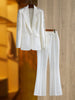 High Street Runway Designer Suit Set Women's Career Style Single Diamonds Beaded Blazer Flare Pants Suit