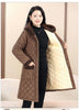 Winter Coat Vintage Velvet And Thickening Single breasted Cotton Coat for Women Fit Cotton Clip Warm Long Parka Plaid Coat