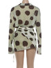 Silk Scarf Strap Patchwork Dress Women Sexy Single-Breasted Full Sleeve Polka Dot Print Hottie Music Festival Bodycon