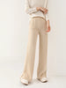 Women Wool Wide Leg Trousers Elastic Waist Side Slit Woman Wool Pants Autumn Winter 100% Merino Wool Knitted Soft Warm Trousers