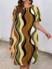 Spring Wave Striped Geometric Printed Home Women' Nightgowns Outdoor Knee Length Dresses Oversized Dresses Street Dating Dress