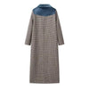 Woolen Plaid Long Coat Women Turn-down Collar Loose Long Sleeve Button Elegant Outwear Female Thicken Spring Street Jacket