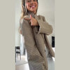 Turtleneck Short Checkered Coat Women Double Breasted Long Sleeve Outerwear Autumn Lady Daily Casual Jacket
