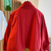 Women's Red Stand Collar Jacket, Casual Loose Fit Zip Up Outerwear with Drawstring Cuffs, Short Thin Coat for Autumn Spring