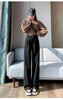 Brown Woolen Suit Pants for Women in Autumn and Winter Narrow Version Straight Wide-leg Pants with Drape