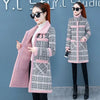 Winter Lamb Wool Woolen Coat Thick Plus Velvet Warm Cotton Coat Women Long Grid Parker Overcoat Plus Size Cold Trench Coats