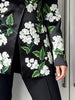 Women's Elegant Floral Printesd Off-Shoulder Blazer Jacket Long Sleeves Single Button Zipper Party Evening Thin Outerwear