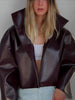 Lapel Long Sleeve Faux Leather Jacket Women Street Turn-down Collar Single Breasted Loose Coats Chic Lady Jackets Outerwears