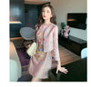 Spring Autumn Suit Dress Women 2 Piece Set Women Jacquard Dress Beading Straight Pencil Dress Short Jacket for Women Suits
