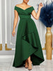 Off Shoulder Evening Dress Women Solid Maxi Long Dresses With Sleeves Wedding Bridesmaid Elegant Party Dresses Woman