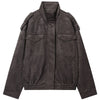Suede Jacket Women's Jackets Autumn Darkgrey Khaki Bomber Jacket Chic Zip Up Long Sleeve Coat Outerwear