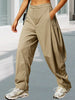 Women's Cargo Pants Solid Color Causal Fall Baggy Leg Barrel Track Pants with Pockets
