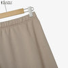 Women Autumn Pullover Sweatshirt and Elastic Waist A-Line Midi Skirt 2 Pieces Dress Sets Cozy Casual Solid Suits Outfits