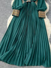 Spring Autumn French Sequin Nail Bead Long Sleeved Dress Women Elegant Temperament Birthday Party Pleated Long Dress C227