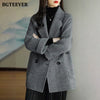 Stylish Long Sleeve Loose Pockets Women Woolen Jacket Autumn Winter Elegant Lapel Thick Female Jackets