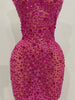 Sexy Sparkly Crystal Diamonds Mesh See Through Long Dress Women Elegant Party Costume Singer Stage Performance Outfit