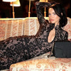 Lace Hollow Out Long Sleeve Sexy Mini Dress For Women Half High Collar Bodycon Club Party Dress Elegant Dresses