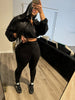 Street Women's Set Zipper Fly Crop Sweatshirt and Jogger Sweatpants Elegant Fall Sportwear Two 2-Piece Set Outfits