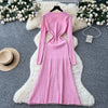 Brand Women Knitted Maxi Dress Aesthetic Y2K Single-breasted Shirt Sweater Dress Lady Party Vestidos