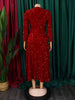 Vintage Sequin Women Church Swing Dresses Long Sleeve O-Neck High Waist Elegant Glitter Banquet Party Evening Dress