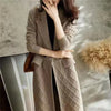 Autumn Winter Knit Sweater Jacket Women Loose Mid Long Lapel Temperament Small Fragrant Sweater Windbreaker Coat Female
