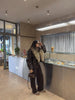 Ladies Winter Retro Fur Collar Leather Jacket V‑Neck Full Lapel Long Sleeve Double Breasted Urban Warm Casual Outer