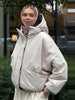 Vintage Reversible Spotted Print Cotton Coat Women Chic Hooded Drawstring Stand Collar Female Coat Winter Lady Outerwear
