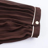 Women Brown With Belt Pleated Midi Dress Front Button Long Sleeve Chiffon Autumn Dresses Female Office Vestidos