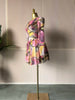 Women Floral Print Draped Sweet O-neck Long Sleeve big swing Mini Dress Birthday Party Evening Street Dresses
