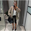 Drawstring Waist Windbreaker Jacket Women Contrast Collar Flap Pockets Long Sleeve Zip Up Coat Autumn Casual Loose Jackets