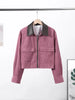 Stand Collar Side Placket Suit Jacket Women Elegant Long Sleeve Button Pocket Loose Coats Spring Chic Office Lady Outerwears