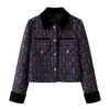 French Retro Color Contrast Small Fragrant Wind Short Coat Women Spring Autumn Slim Tweed Temperament Top Female