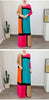 Round Neck Pleated Dress For Women Color Block Long Sleeves Loose A-line Dresses Printed Female Clothing Tide 2YA946