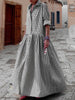Spring Autumn Long Sleeve Loose Button Casual Maxi Dresses Woman Korean Plaid Pleated Lapel Shirts Dress