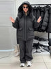 Printed Drawstring Oversized Pockets Puffer Suit Winter Women Warm Padded Coat Set Warm Casual Lady Cotton-Padded Outfit