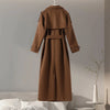 Urban Solid Double Breasted Long Women Coat Loose Full Sleeve Belt Double Breasted Female Jacket Autumn Winter Lady Top