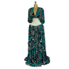 Women Dot Floral Printed Drawstring Ruched Batwing Half Sleeve Corset Maxi Dress Vacation Party Long Dresses Vestidos