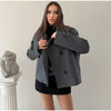 Solid Faux Suede Jackets Women's Stand Collar Full Sleeves Zip Cropped Coat Autumn Winter Lady Casual Outerwear