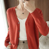 100% Cotton Women's Long Sleeve Top V-neck Coat Knitwear Cropped Coat Cardigans Sweaters Solid Casual 202