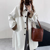 Oversize Casual England-style Turn-down Collar Design Coats for Women Autumn Mid-length Trench Coats