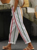 Women's Trousers Vertical Striped Drawstring Elastic Waist Pocket Street Versatile Casual Pants