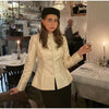 Stand-Collar Satin Frog-Button Jacket Cream Tailored Long-Sleeve Silky Spring Elegant Retro Women Outerwear Blazer