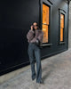 Chic Grey Fluffy Faux Fur Jacket Women Elegant O Neck Long Sleeves Cropped Coats Autumn Winter Lady High Street Outwears