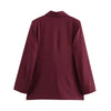 Burgundy Blazer Women Autumn Winter Vintage Double Breasted Suit Jacket for Woman Streetwear Classic Blazers Coat