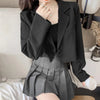 Korean Cropped Blazers Women Solid Color Simple Single-button Outwear Teens All-match Long Sleeve Office Suit Jacket
