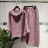 Pleated Suit Set For Women Spring Lapel Top + Fold Wide Leg Pants Two-piece Set Loose Casual Sets Female 2C2174