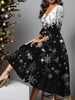 Christmas Dress Women Snowman Snowflake Print Elegant Party Dresses Woman Fall Flare Sleeve Pullover Party Dress