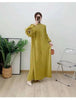 Wine Red Pleated Dress For Women Flower Sleeves Female Evening Party Elegant Clothing Ladies 2DB1827