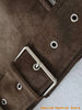 Spring Women's Brown Suede Short Jacket Loose Lapel Zipper Long Sleeve Motorcycle Coat Female Lady High Street Outwear