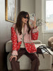 Chic Printed Color Spliced Short Coats Women's Casual Single Breasted Cotton Pocket Coat Autumn Winter Lady Daily Outwears